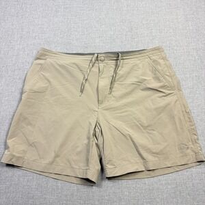 L.L. Bean Ripstop Hybrid Shorts Mens 38 Beige Nylon Spandex Drawstring 7" Inseam